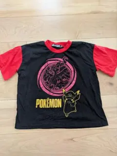 ポケモン Tシャツ 黒/赤　120 ピカチュウ　ゴールド