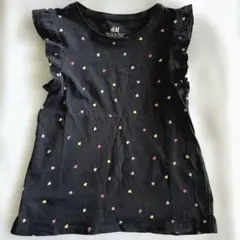 【H&M】キッズカットソー フレンチスリーブ ハート柄 122サイズ