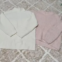 GU ジーユー☆白＆ピンク セーター リブ編み☆Mサイズ　2点セット
