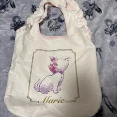 ディズニーランド⭐︎マリー ちゃんフリル付きトートバッグピンクx白