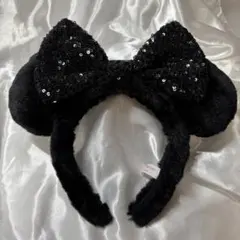 ディズニー♡ミニーカチューシャ黒スパンコールリボン