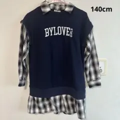 バイラビット　チェックレイヤード風ワンピース　140cm