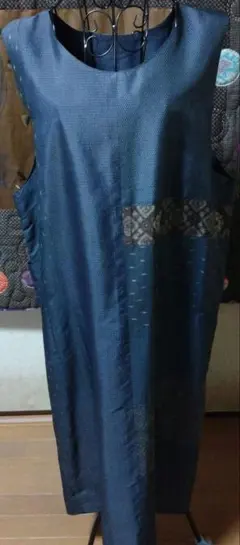 半袖ワンピース　古布リメイク　大島紬