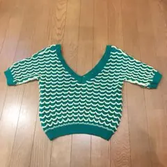 ZARA サマー　Vネックニット M グリーン　美品