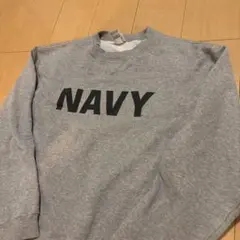 グレー NAVYロゴ スウェット トレーナー