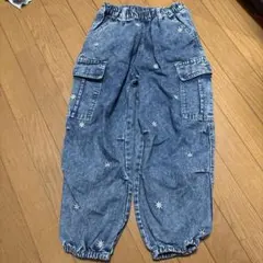 刺繍入りデニムブルーロングパンツ 140センチ
