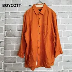 BOYCOTT 　麻 リネンシャツ 長袖 オレンジ 古着/ヴィンテージ B325