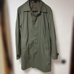 ステンカラーコート カーキ L メンズ　春秋 ミリタリー コットン 中古 美品