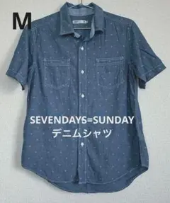 美品　SEVENDAYS=SUNDAY デニムシャツ 小花柄　半袖 Mサイズのサムネイル