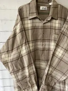 ⭕️【海外古着】Afibel ネルシャツ　ビッグシルエット　ベージュ　2ＸＬ