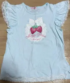 メゾピアノ　Tシャツ　140 いちご　水色