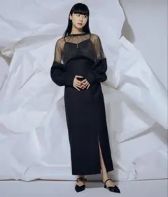 Ezick Lady set レーストップドレス ボレロ ラメ 黒 オケージョン