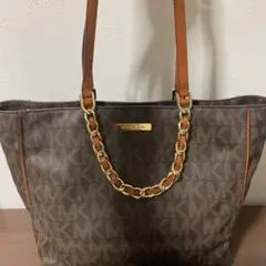 ☆開店セール☆ 使用数日 美品 マイケルコース レザー×ロゴ チェーントート②