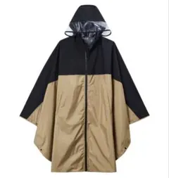 ワークマン　　高撥水　レインポンチョ　ベージュ×ブラック　雨具　レインウエアのサムネイル