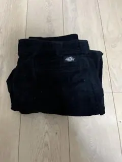 ブラック コーデュロイ ストレートレッグパンツ