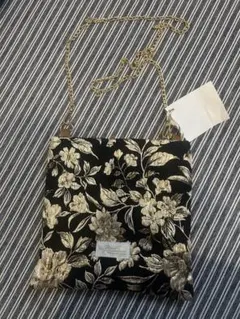 ブラック花柄 ショルダーバッグ　内ポケット有り