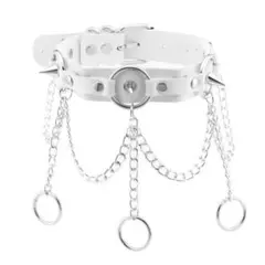 新品未使用 レザーチョーカー トゲトゲ リング ホワイト パンク 輸入品 白