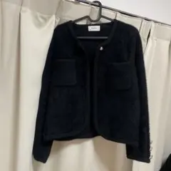 by muni:r ブラック ノーカラージャケット