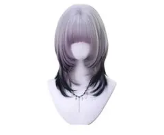 ウィッグ ウルフカット ストレート パープル グラデーションミディアム ウィッグ