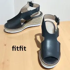 美品 fitfitt ハイウェッジホールドサンダル ブラック 23cm