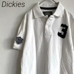 Dickies ポロシャツ 半袖 サイドスリット ロゴ ワッペン 綿100%