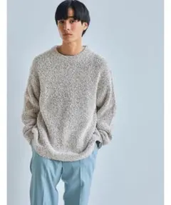 グリーンレーベルリラクシング ミックスカラーカールヤーン クルーネック ニット