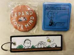 スヌーピー 缶バッジ　キーホルダー　3点セット