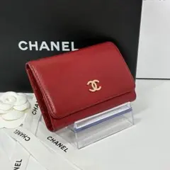 シャネル CHANEL ココボタン 6連 キーケース カーフスキン レッド