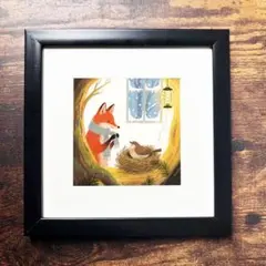 キツネと小鳥の冬のイラスト