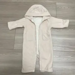 フード付きリバーシブルロンパース 薄　ピンク&白