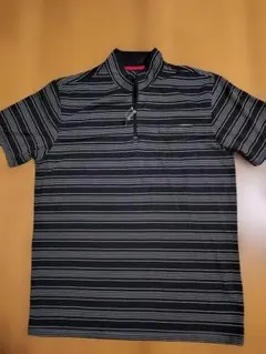 ダンロップ半袖ポロシャツ 黒と白のストライプ