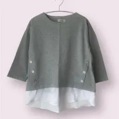 hareiro レイヤード風トップス グレー 七分袖 Mサイズ しまむら