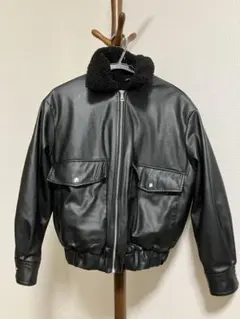 ZARA ボンバージャケット ボアカラー　ブラック