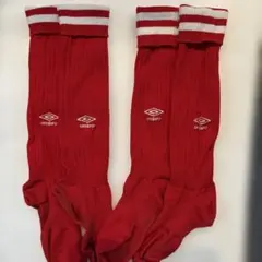 umbro 赤 ストライプ サッカーソックス