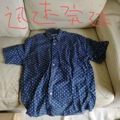 ドットシャツ 半袖ネイビー ビンテージ