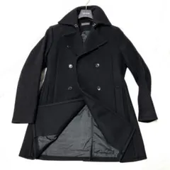 バーニーズニューヨーク　黒 ダブルブレスト ウールピーコート バーニーズニューヨーク ピーコート ダブルブレスト ウールコート 黒 M