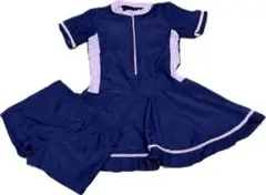 【学校・スクールにも】子供 水着 130 前開き ファスナー 脱ぎ着しやすい 紺