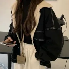 インナーファー使いステッチブルゾン/オーバーサイズジャケット