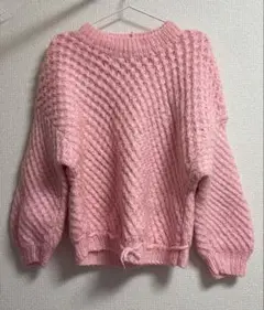 古着 ケーブルニット ピンク