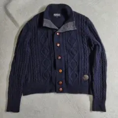 極美品　XL　バブアー　ショールカラー　ケーブルニット　くるみボタン　レザーのサムネイル