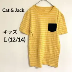 美品✨ Cat & Jack 【L】 Tシャツ イエロー 胸ポケット ストライプ