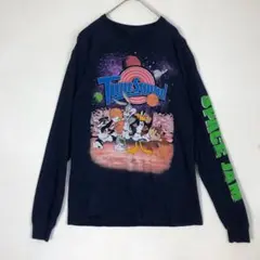 2905　Looney Tunes　スペースジャム　長袖　袖ロゴ　ロンT　紺のサムネイル