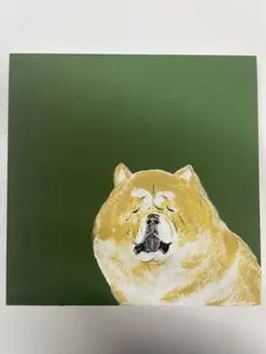 秋田犬 日本犬 夏 ひまわり 日本画 原画 絵画 水干絵具 - メルカリ