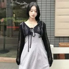 ランダムメッシュショートボレロ　emmy 黒