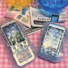 なつかしのガラケーマスコット ガチャ スライド シルバー＆ライトブルー