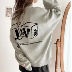美品　JaVa　グレー　ニット　セーター　ロゴ刺繍　Lサイズ　ハーフジップ