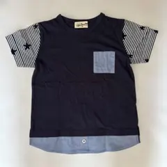 Love&Peace&Moneyネイビー 星柄袖 Tシャツ 120cm