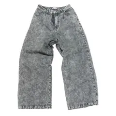 【cussil】ブラック ワイドデニムパンツ