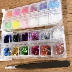 ◯蝶 ネイルパーツ ホログラム 24種類 ピンセット付き
