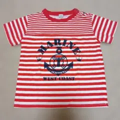 SHIPS マリン柄 赤白ボーダーのかわいいTシャツ 90cm